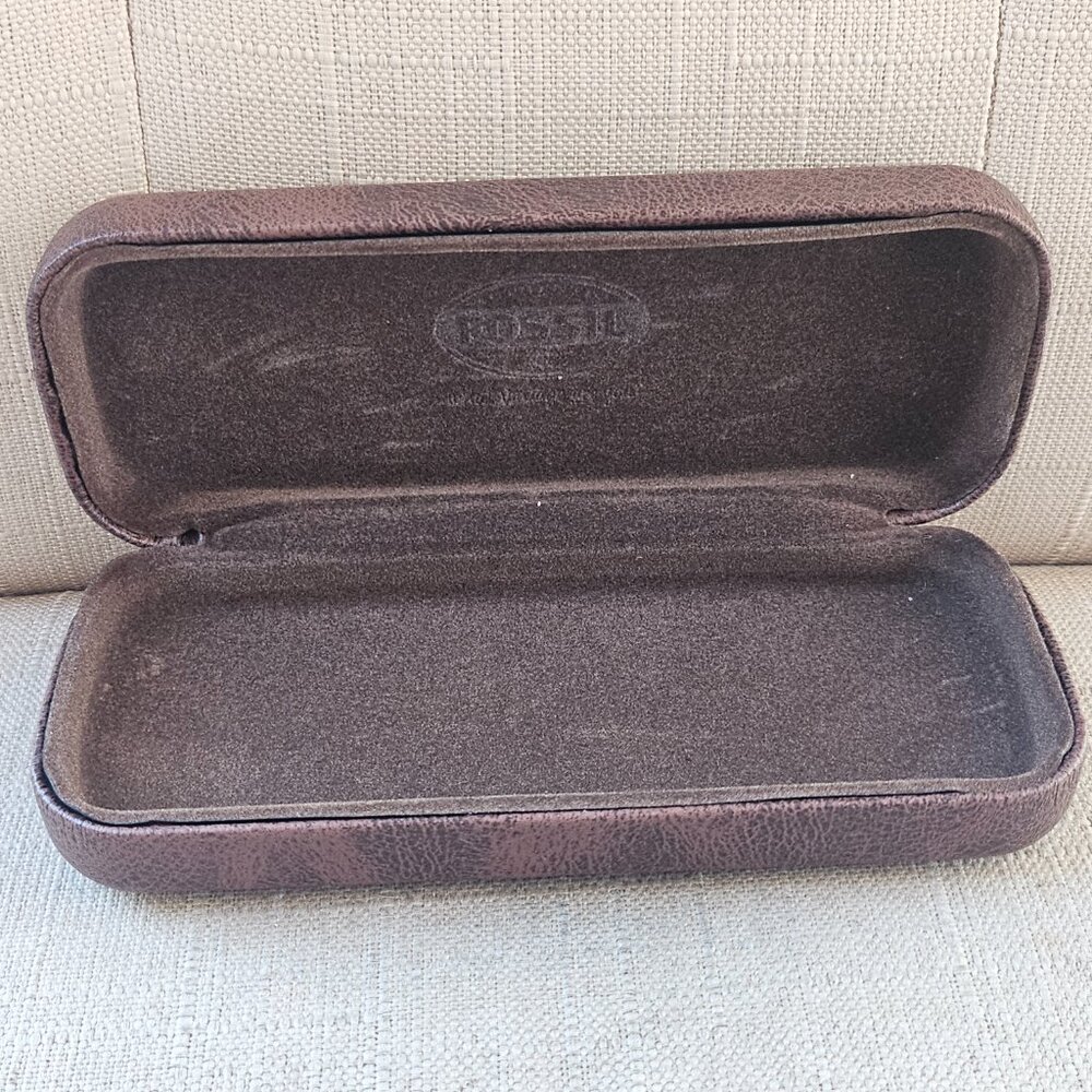Fossil Eyeglasses Frame Brown Hard Case for Glasses Case only - Picture 7 of 11